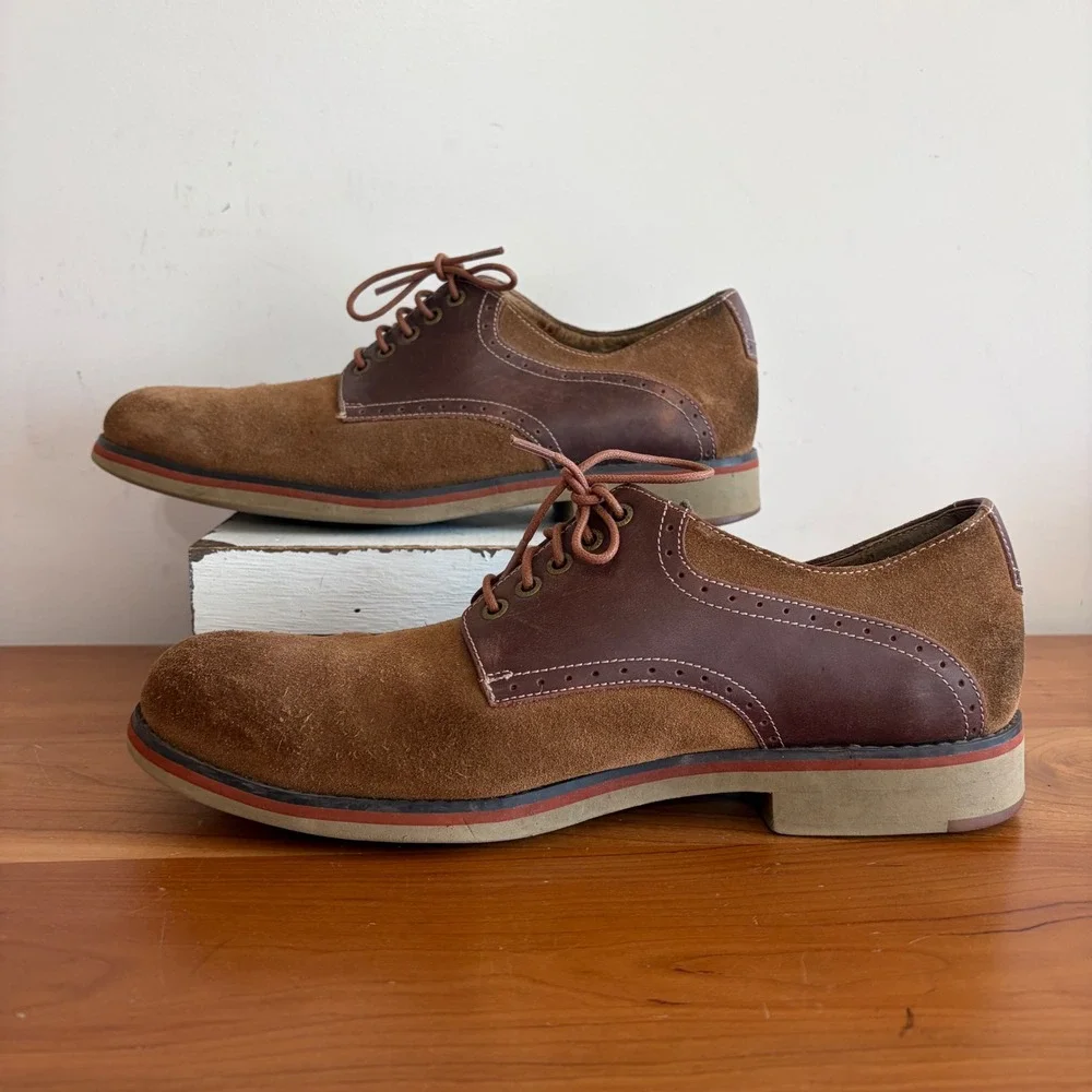 Johnston & Murphy Mens Brown Suede Leather Oxford Shoes 59-15020 Size 9M